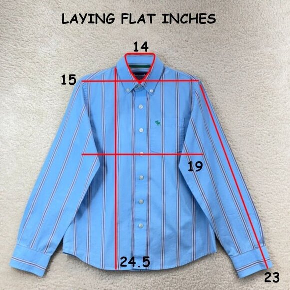 Abercrombie Kids Medium Cotton Striped Blue Button Down Shirt Collared Casual - Picture 3 of 7